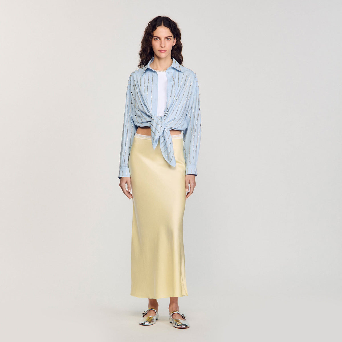 Sandro / Maxi satin-effect skirt Yellow