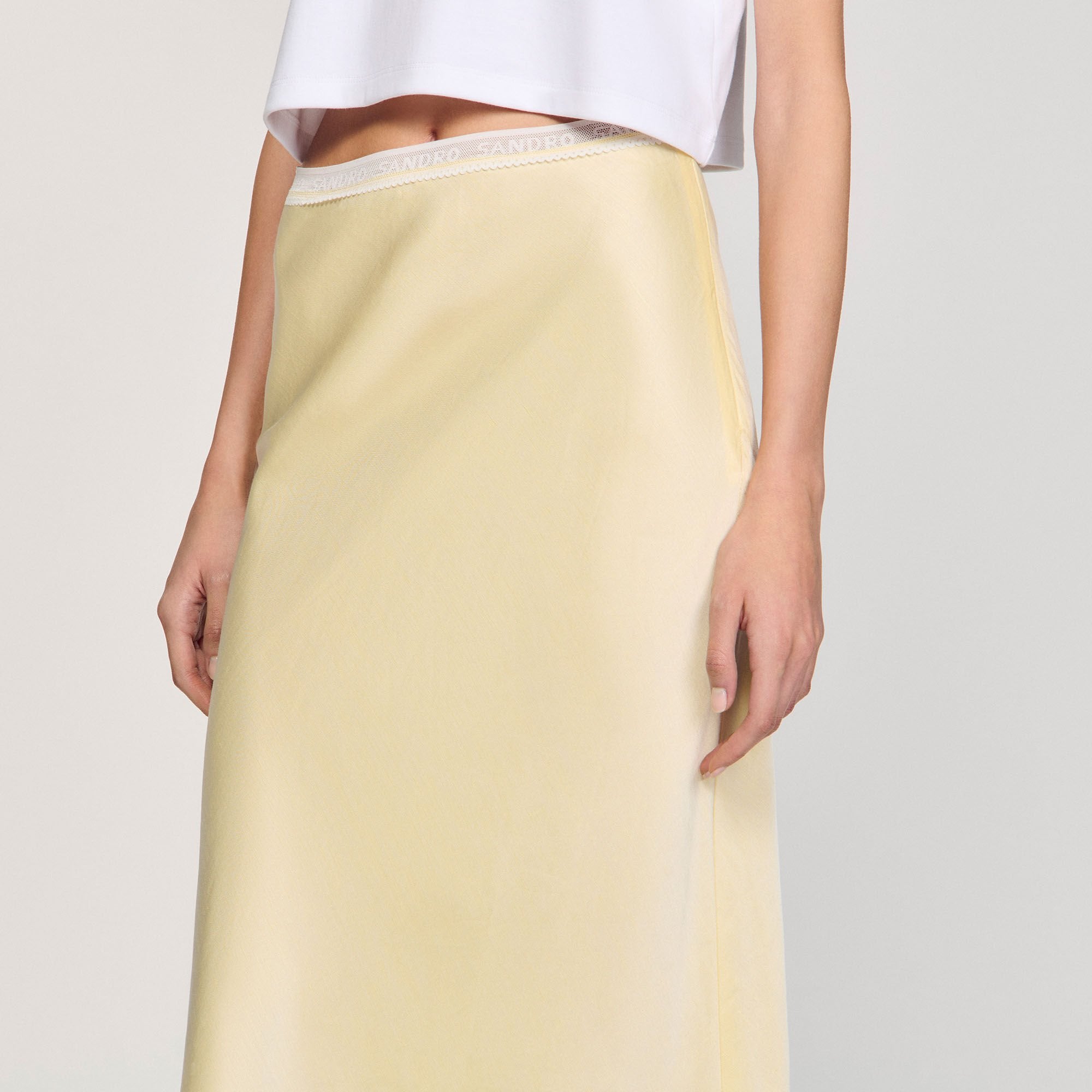 Sandro / Maxi satin-effect skirt Yellow