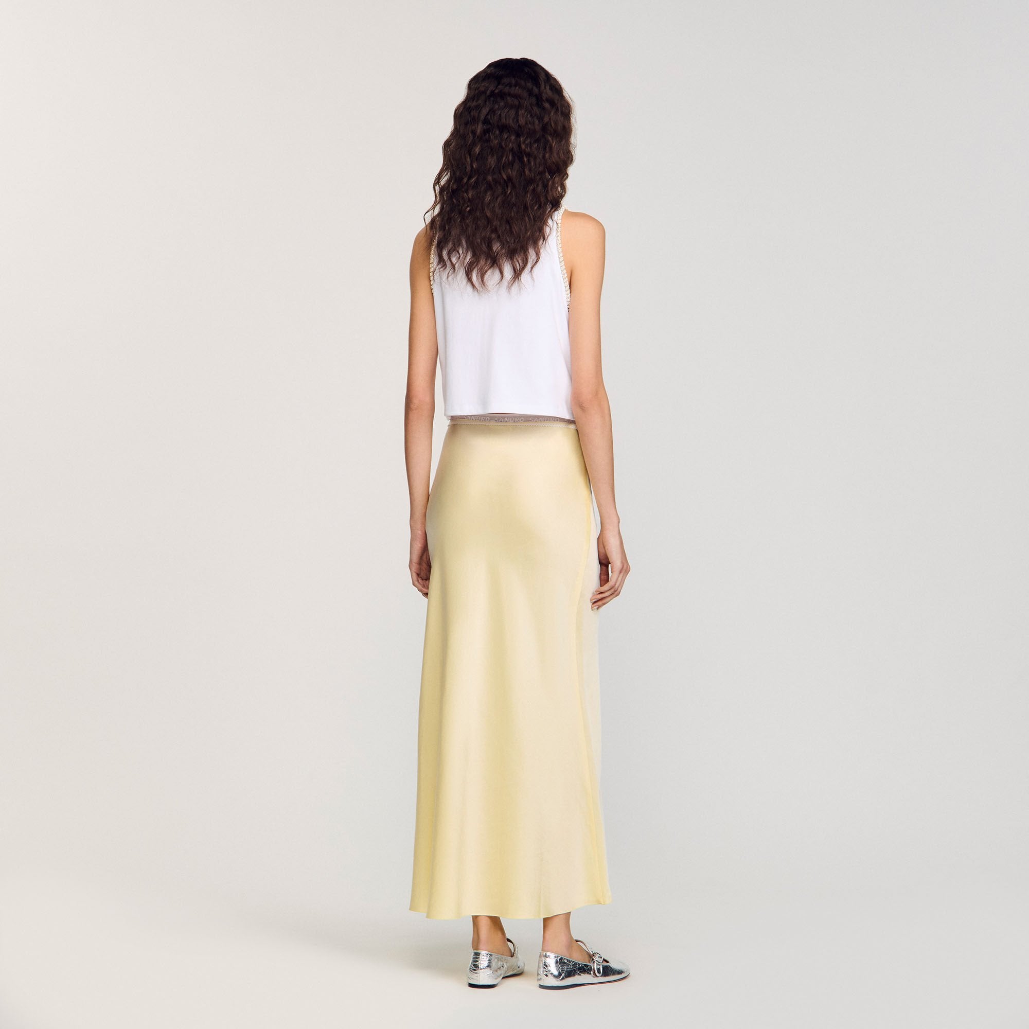 Sandro / Maxi satin-effect skirt Yellow