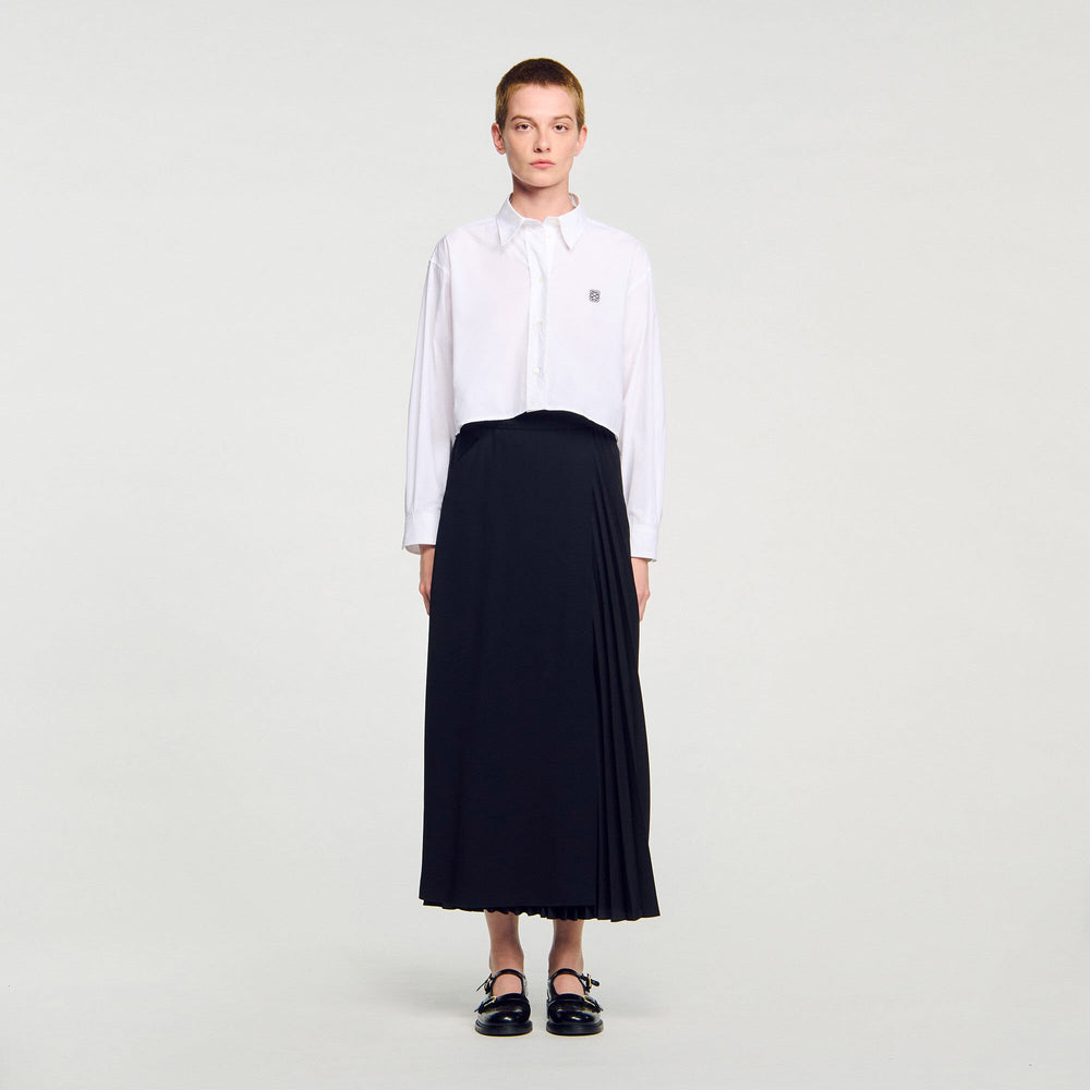 Sandro / Curb chain buckle pleated skirt Black
