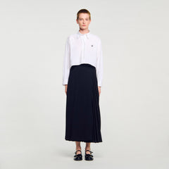 Sandro / Curb chain buckle pleated skirt Black