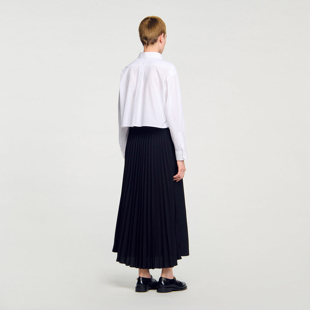 Sandro / Curb chain buckle pleated skirt Black