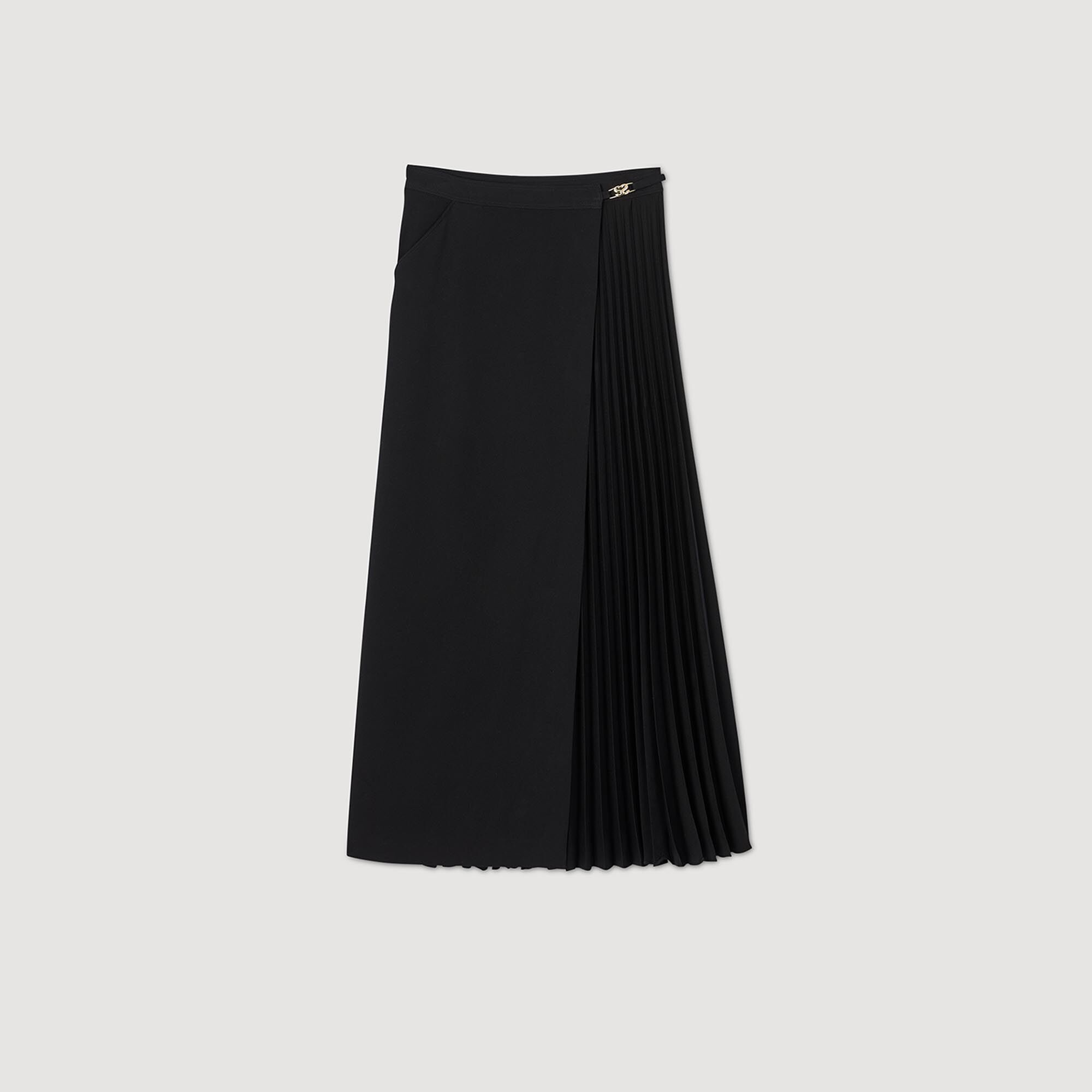Sandro / Curb chain buckle pleated skirt Black