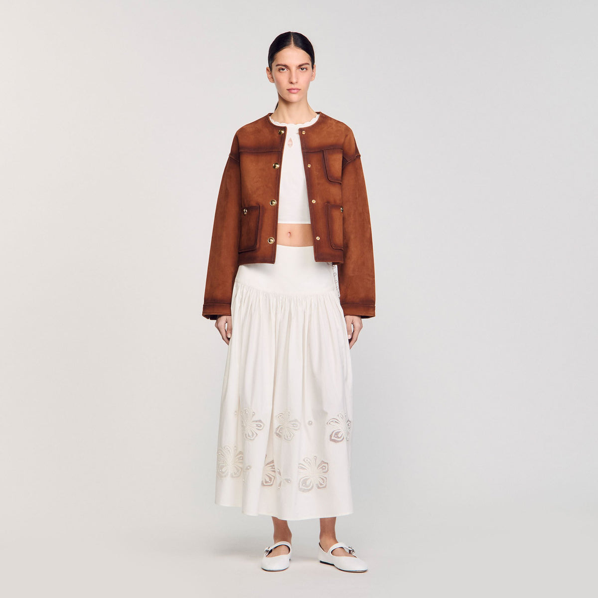 Sandro / Maxi poplin skirt Ecru