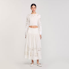 Sandro / Maxi poplin skirt Ecru