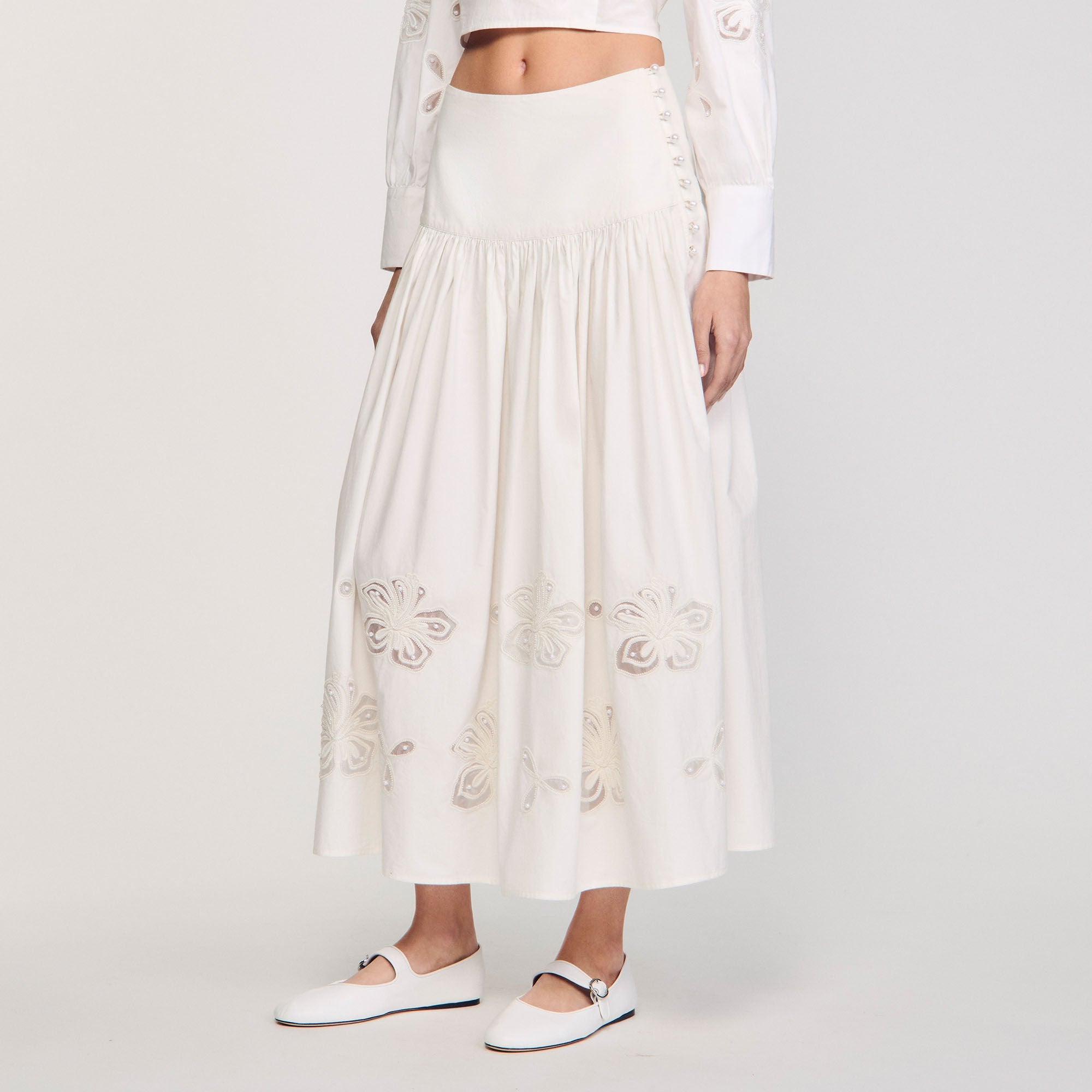 Sandro / Maxi poplin skirt Ecru
