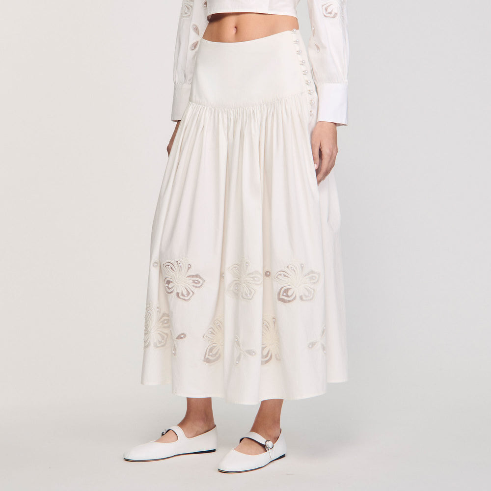 Sandro / Maxi poplin skirt Ecru