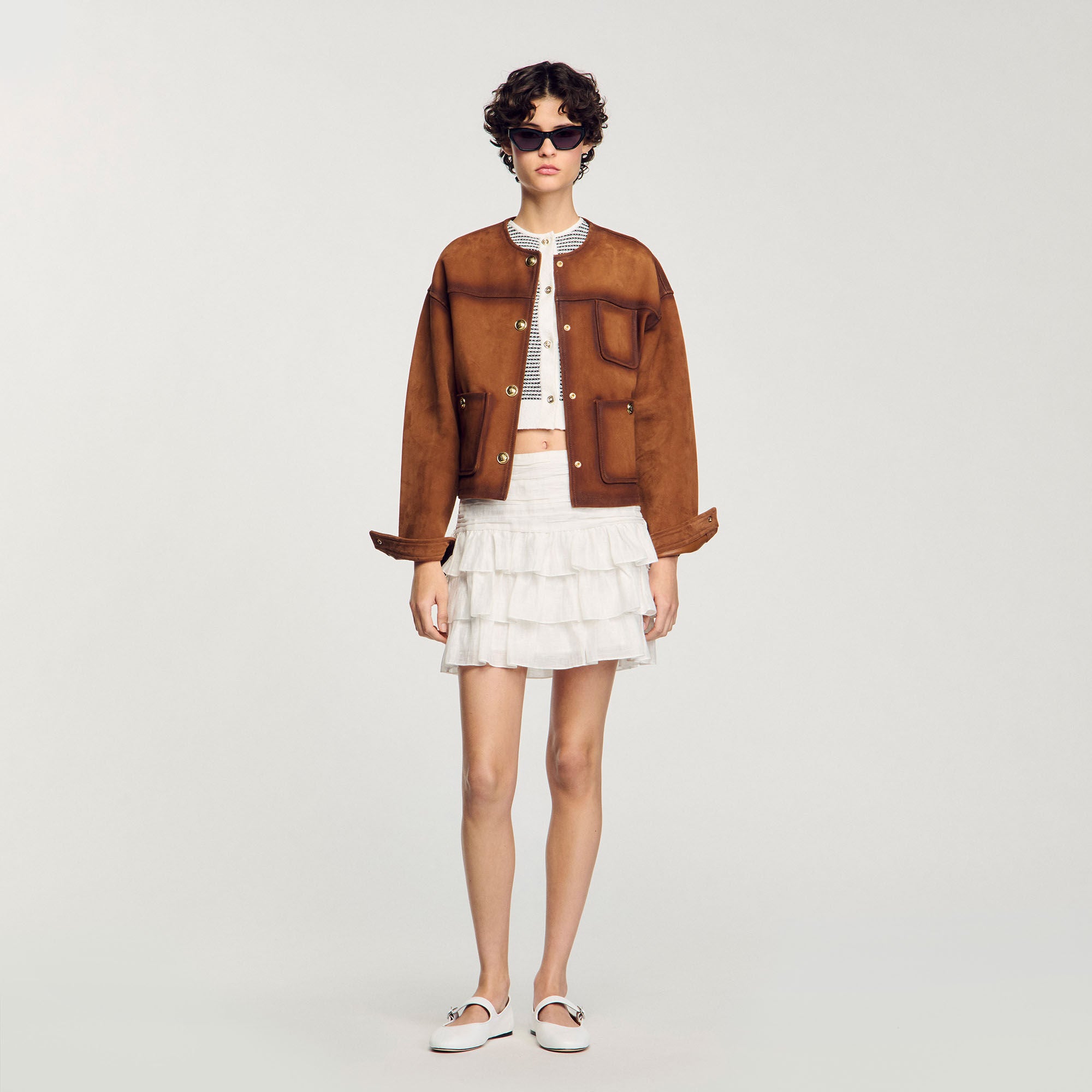 Sandro / Mini ruffled skirt White
