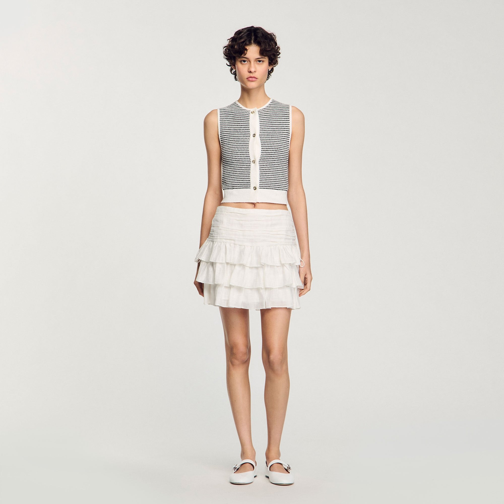 Sandro / Mini ruffled skirt White