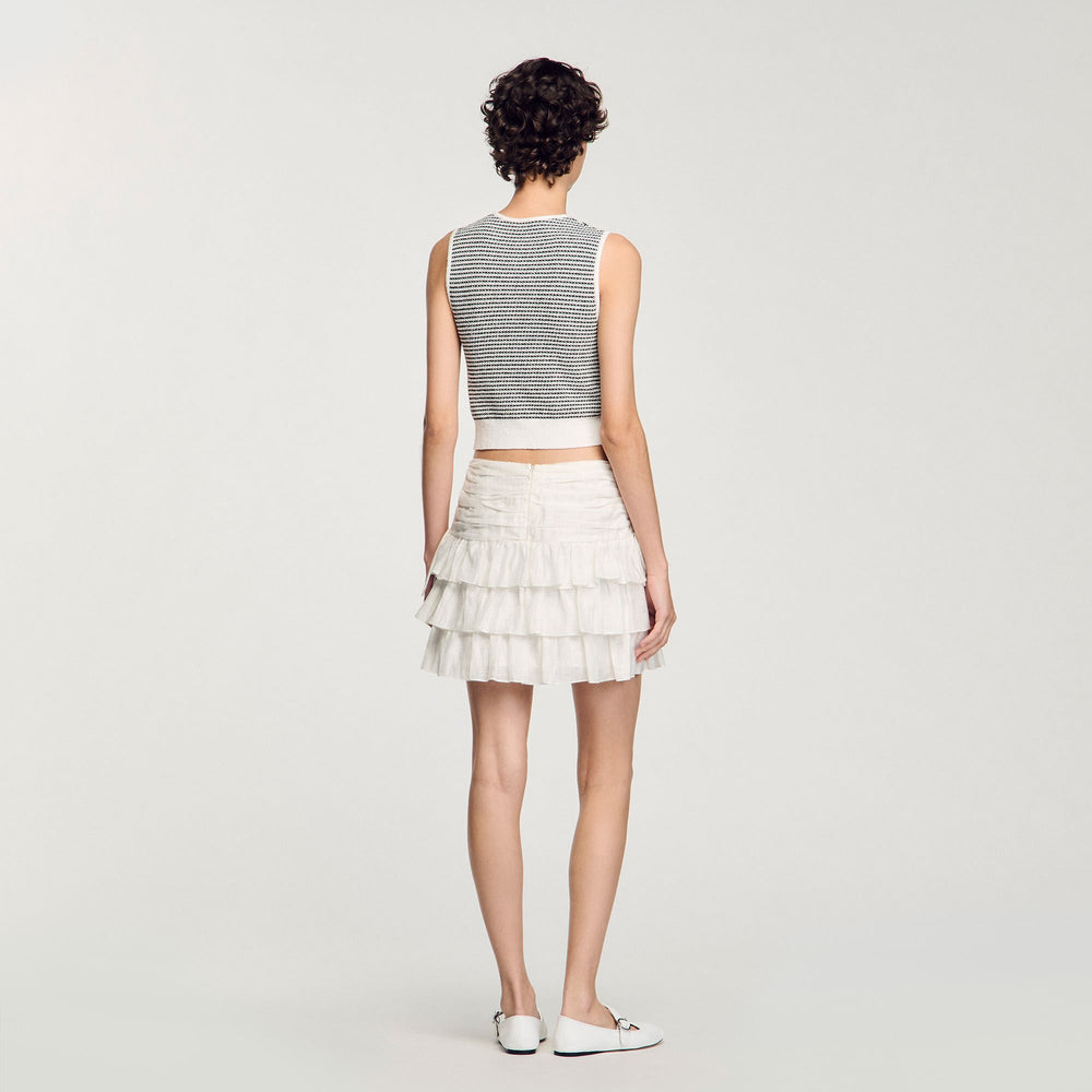 Sandro / Mini ruffled skirt White