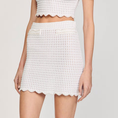 Sandro / Mini pearl bead knit skirt White