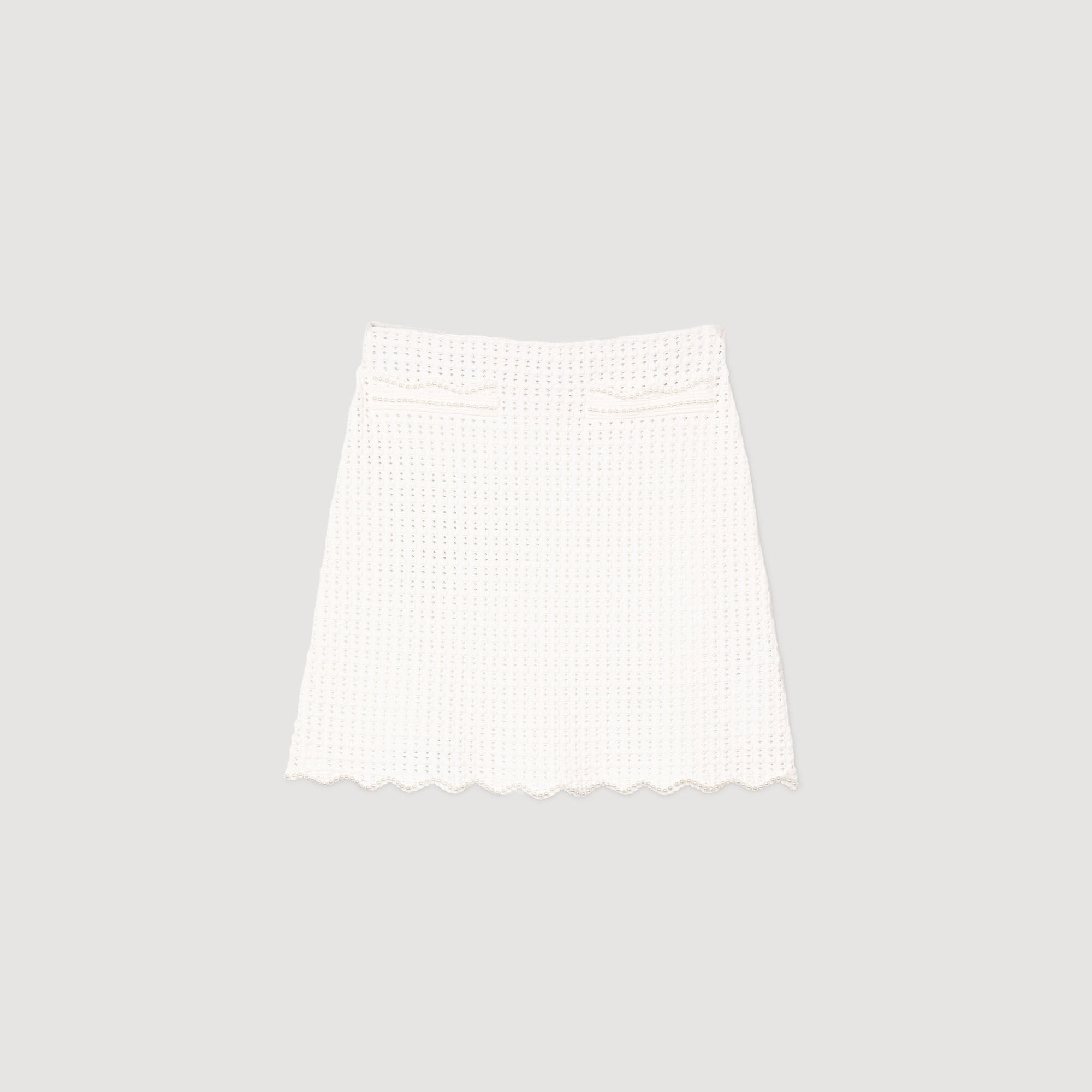 Sandro / Mini pearl bead knit skirt White