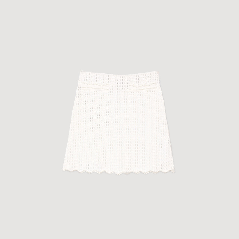 Sandro / Mini pearl bead knit skirt White