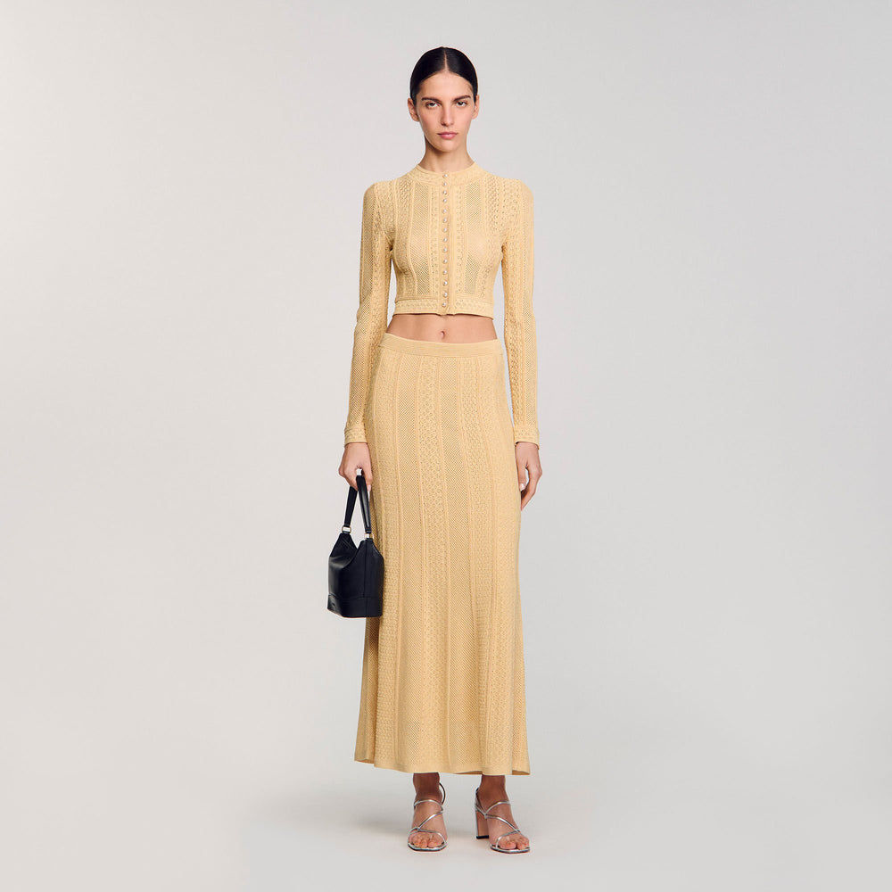 Sandro / Pointelle knit maxi skirt Gold