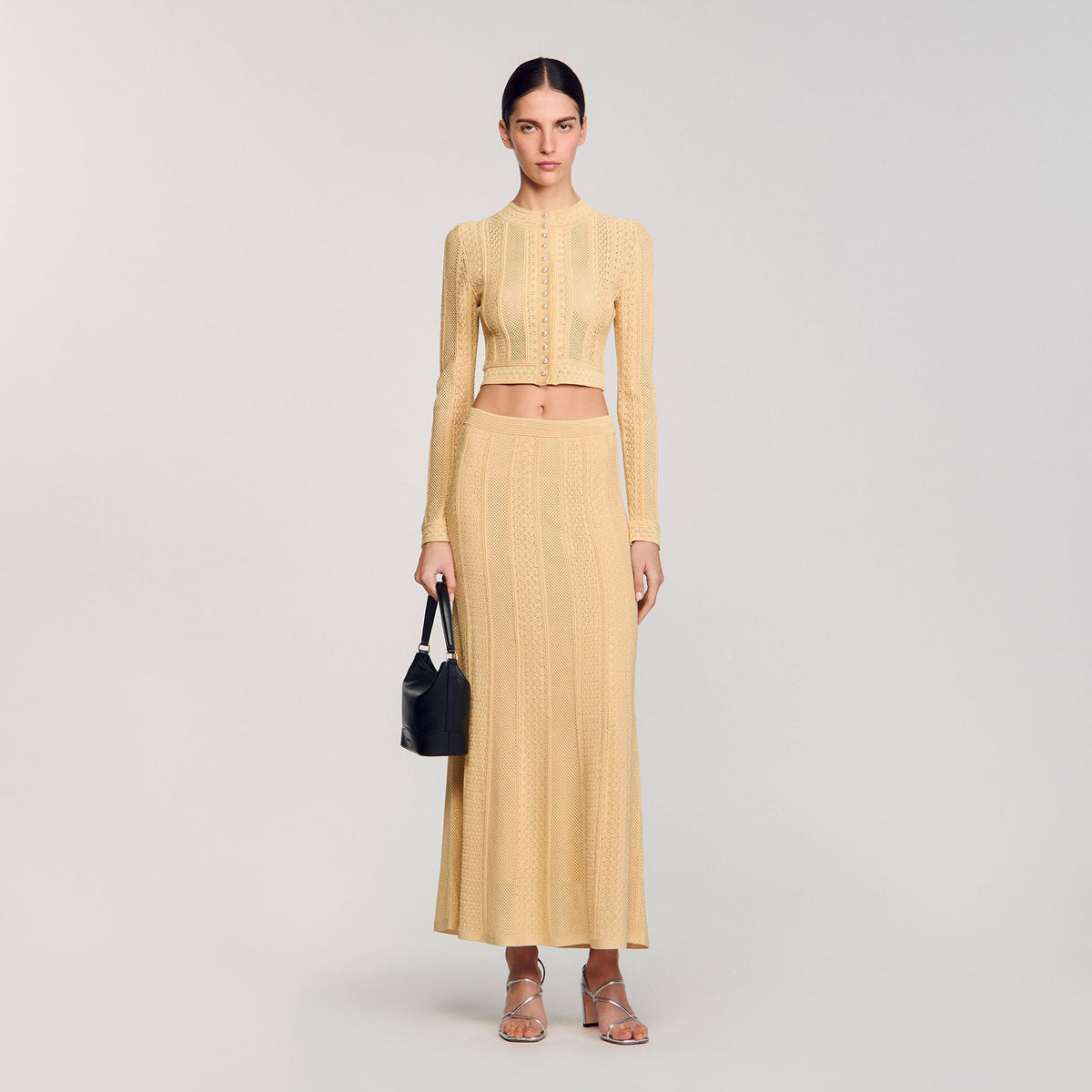 Sandro / Pointelle knit maxi skirt Gold