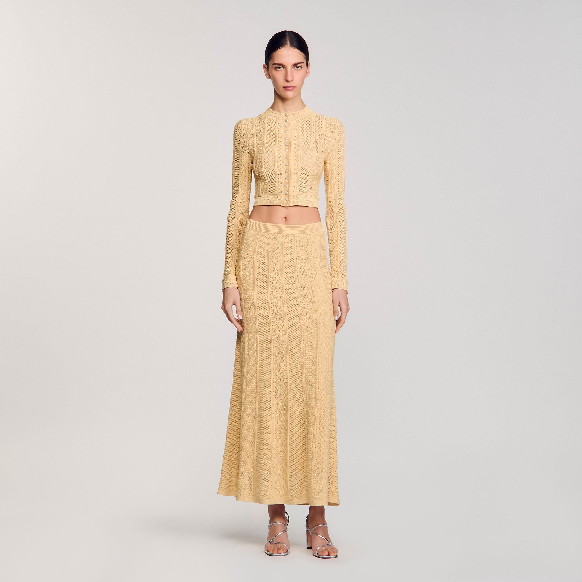 Sandro / Pointelle knit maxi skirt Gold