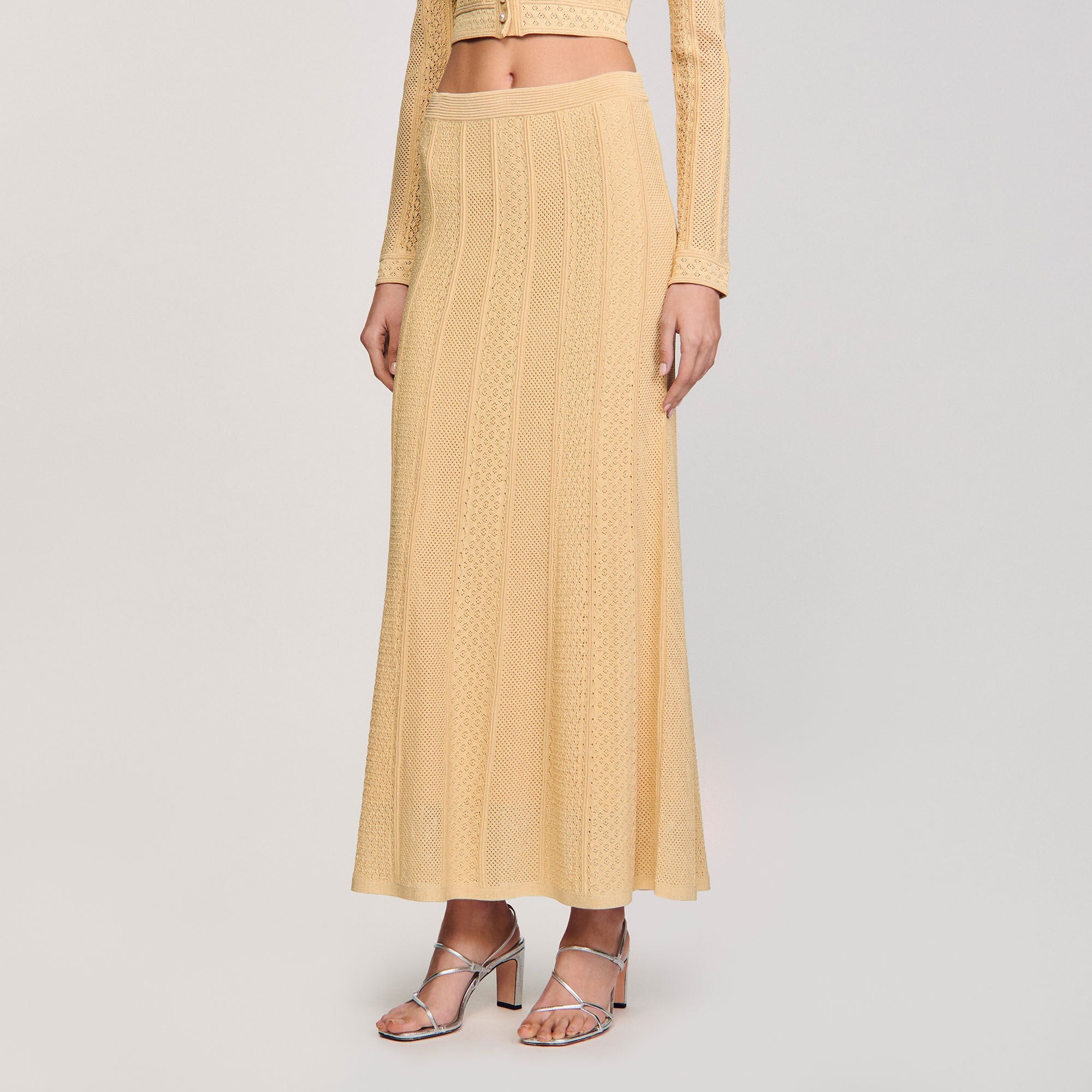 Sandro / Pointelle knit maxi skirt Gold