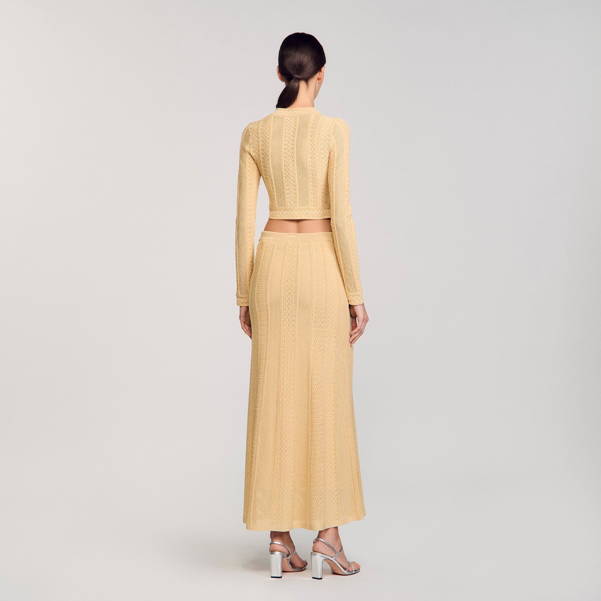 Sandro / Pointelle knit maxi skirt Gold