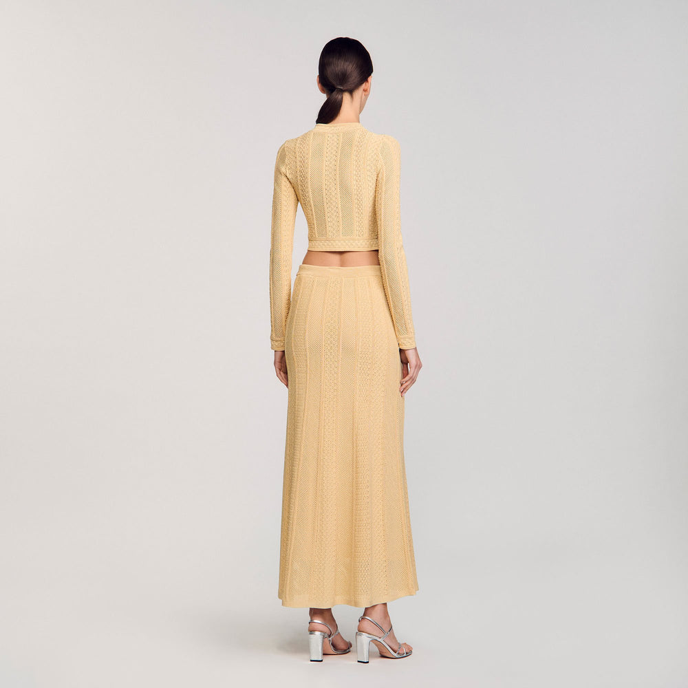 Sandro / Pointelle knit maxi skirt Gold