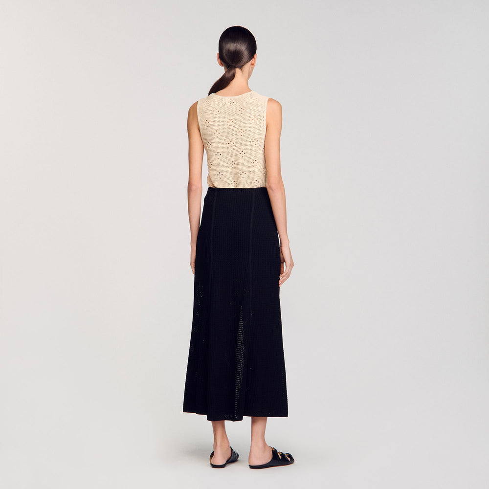 Sandro / Maxi decorative knit skirt Black