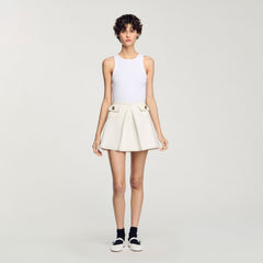 Sandro / Mini box-pleated skirt Ecru