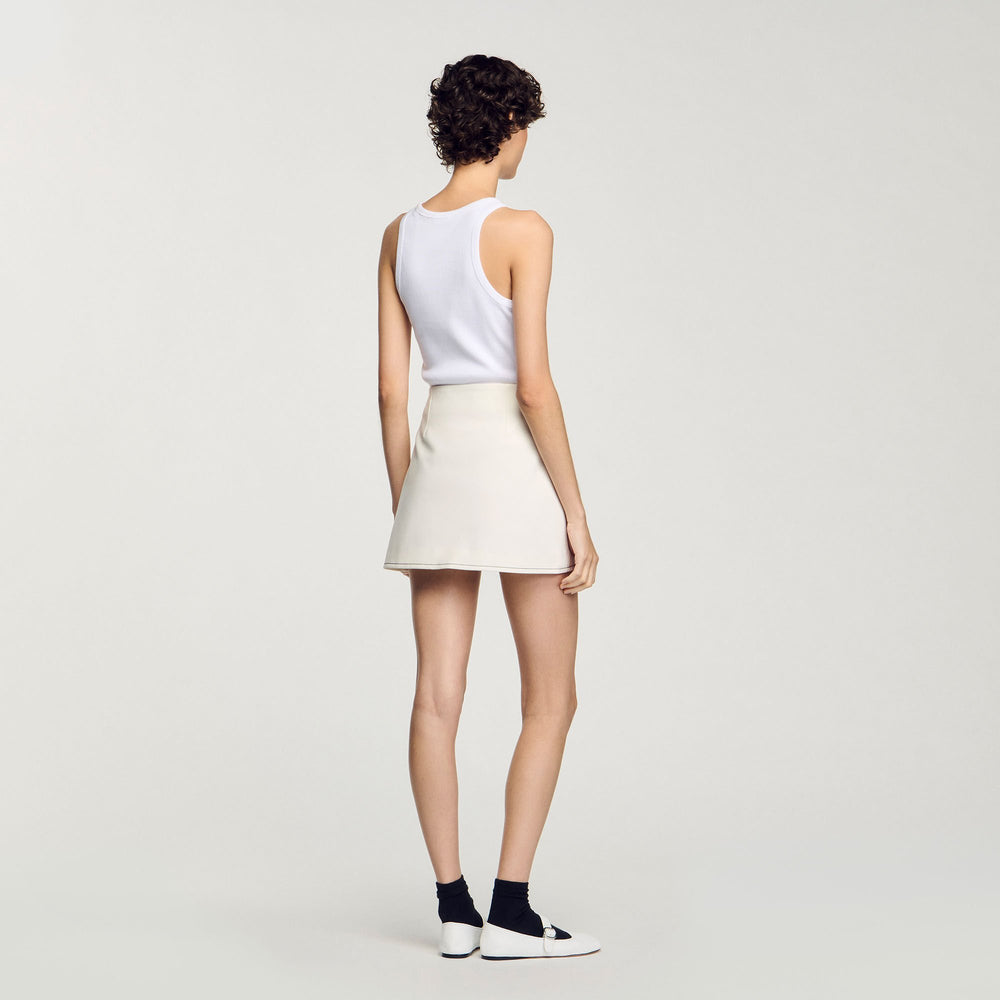 Sandro / Mini box-pleated skirt Ecru