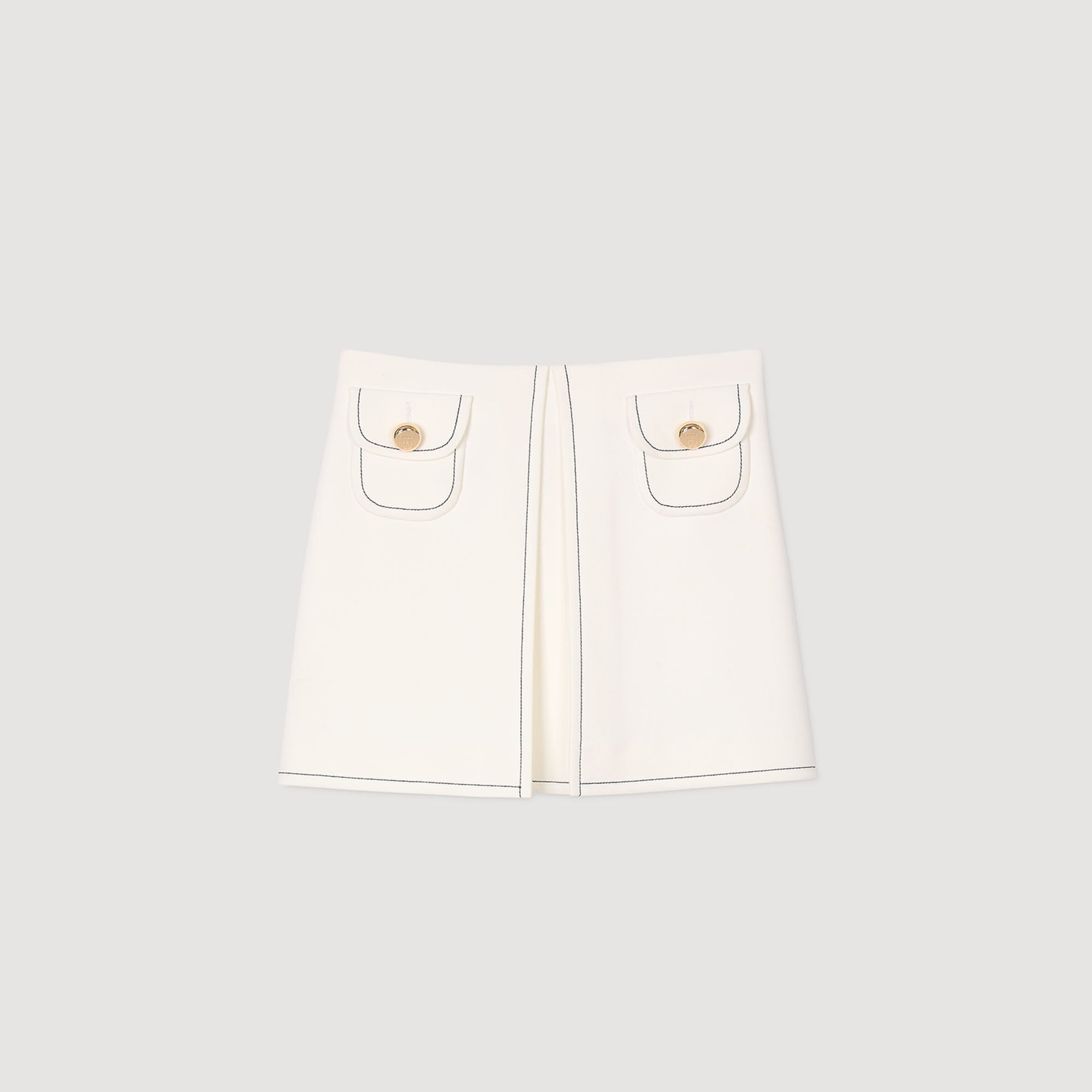 Sandro / Mini box-pleated skirt Ecru