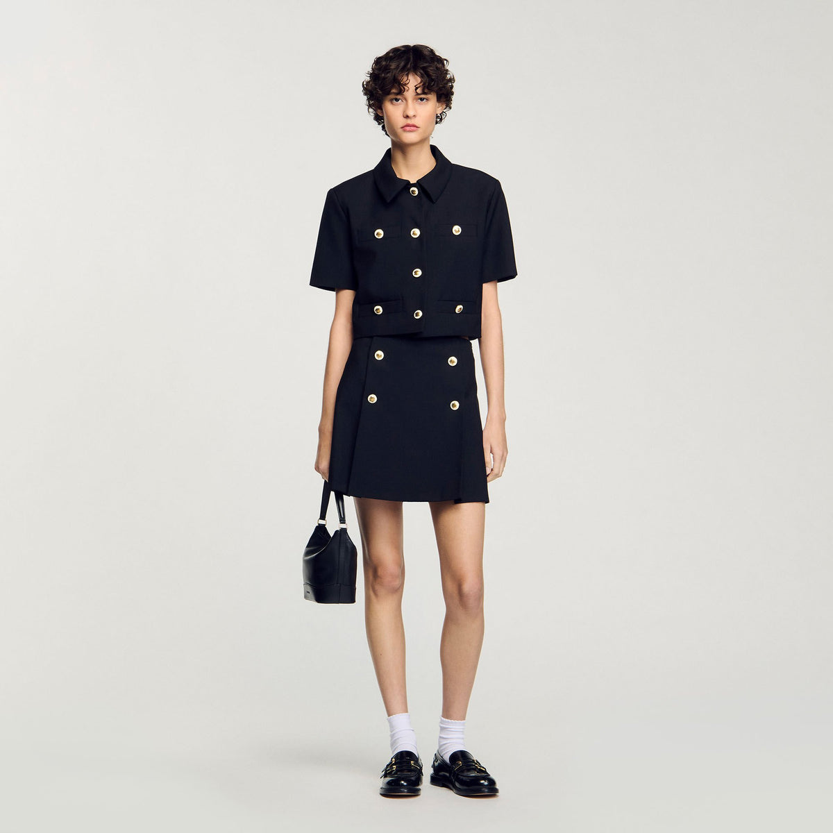 Sandro / Mini pleated skirt Black