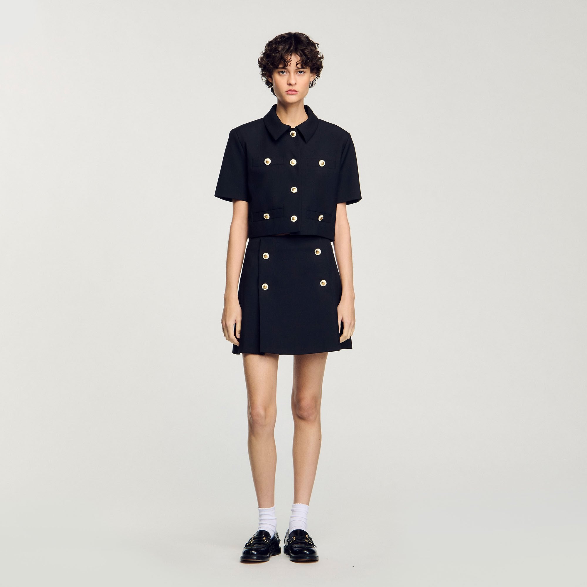 Sandro / Mini pleated skirt Black