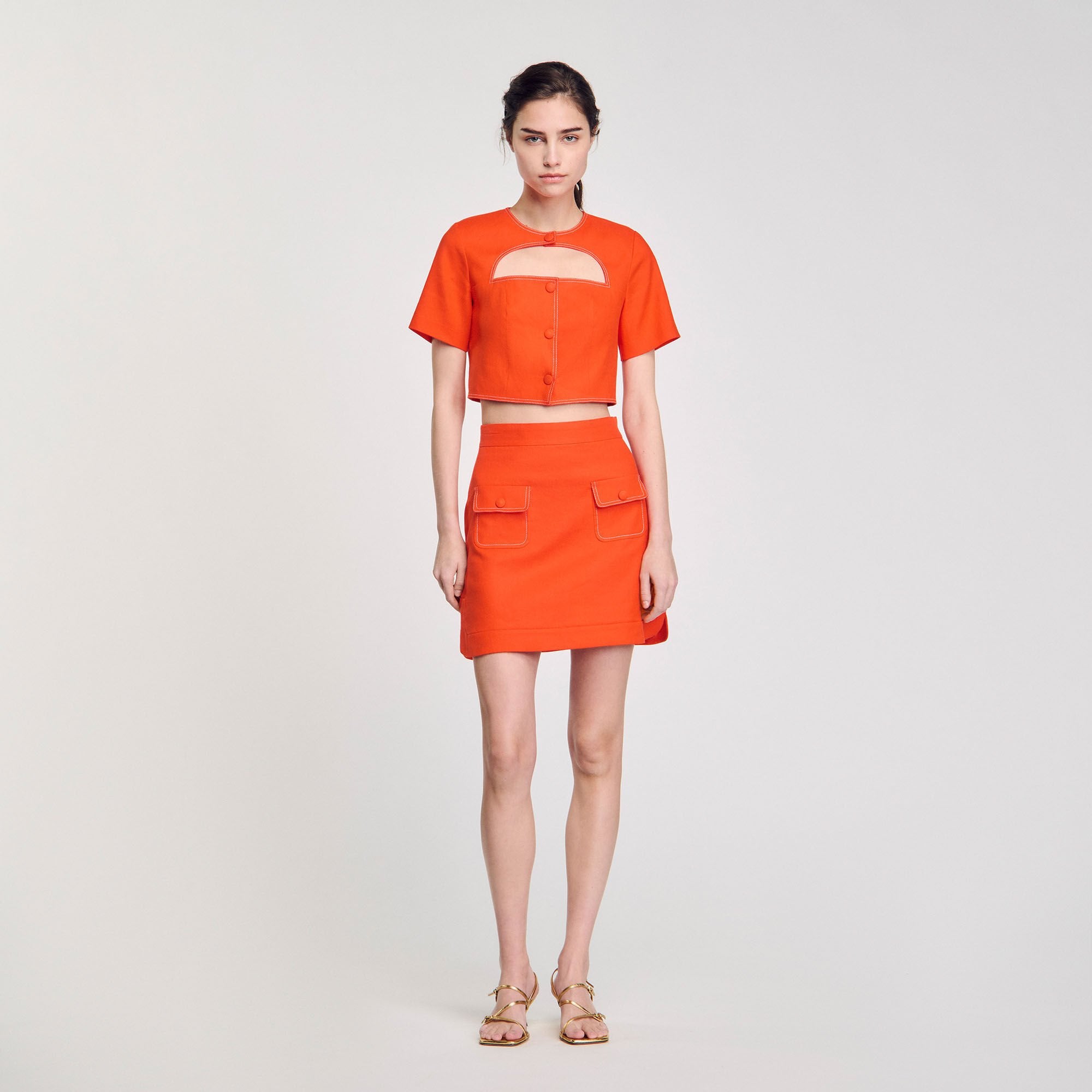 Sandro / Mini skirt with pockets Orange