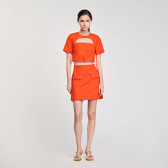 Sandro / Mini skirt with pockets Orange