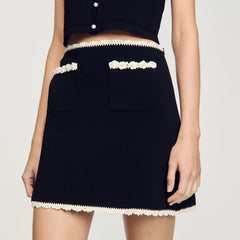 Sandro / Mini skirt with crochet details Black