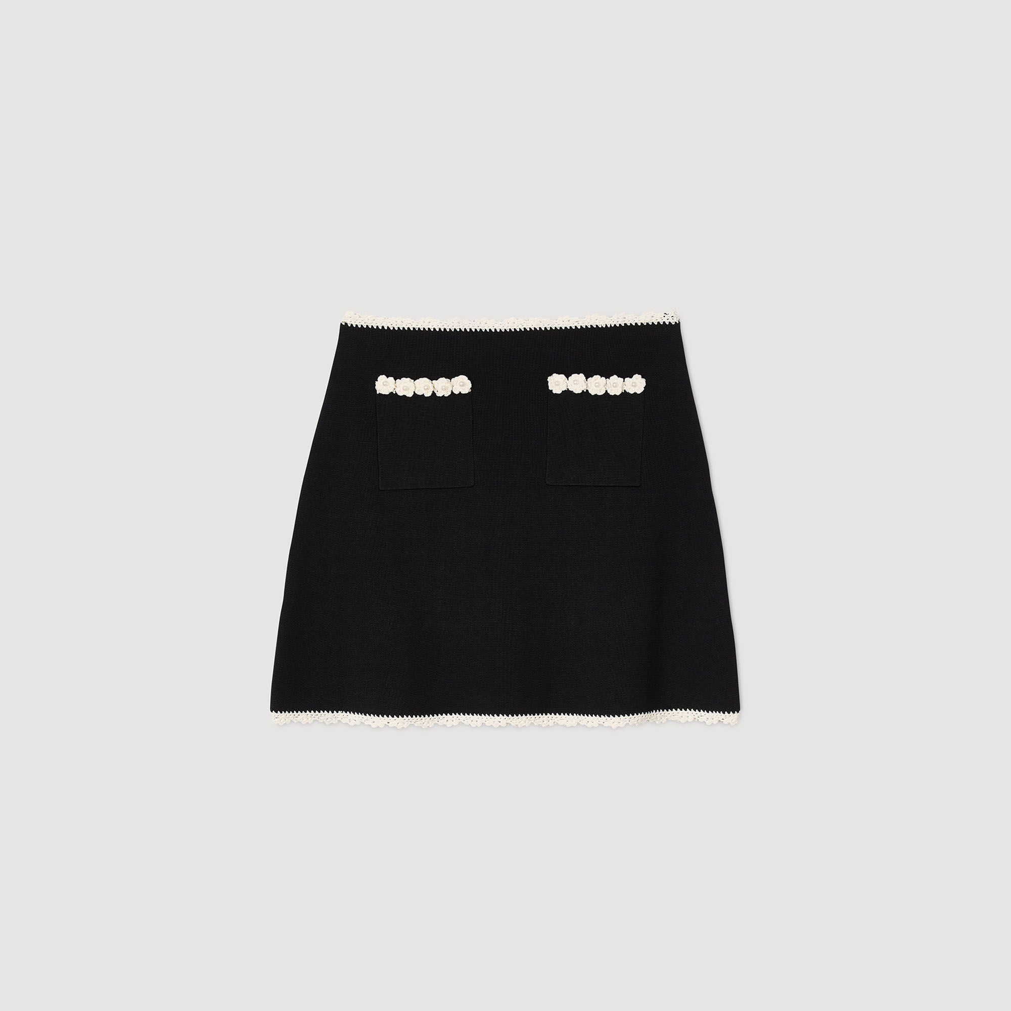 Sandro / Mini skirt with crochet details Black