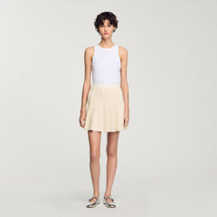 Sandro / Mini tweed pleated skirt Ecru