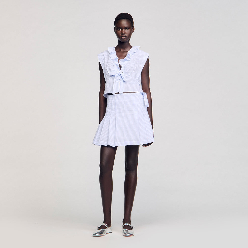 Sandro / Mini striped skirt Ciel / Blanc