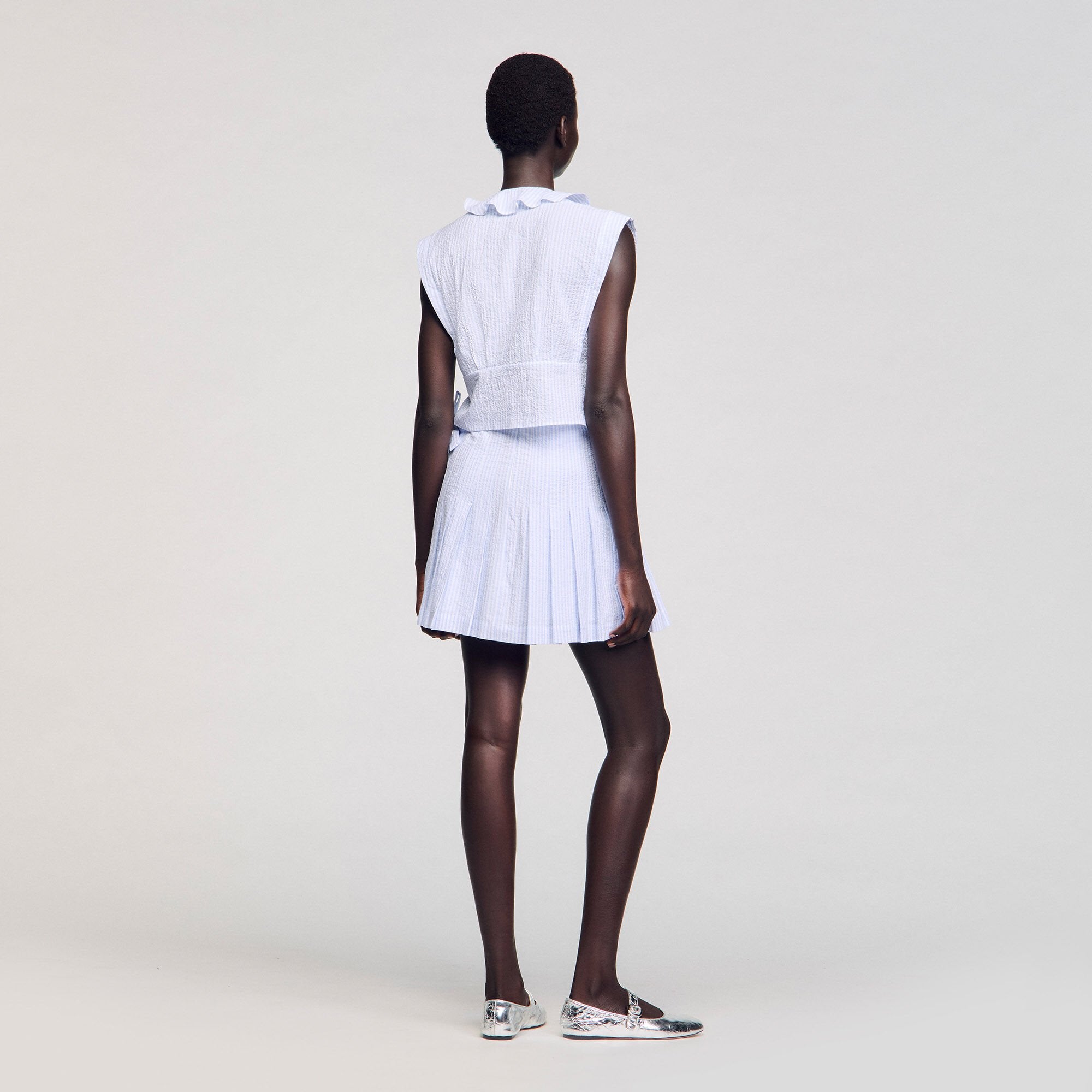 Sandro / Mini striped skirt Ciel / Blanc