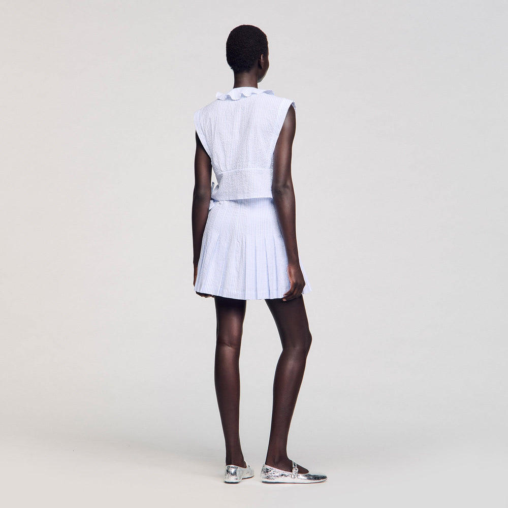 Sandro / Mini striped skirt Ciel / Blanc