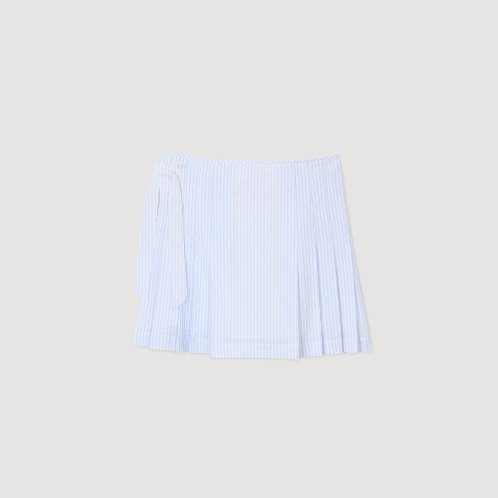 Sandro / Mini striped skirt Ciel / Blanc