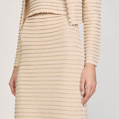 Sandro / Rhinestone knit maxi skirt Beige
