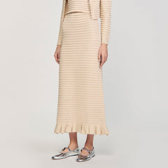 Sandro / Rhinestone knit maxi skirt Beige