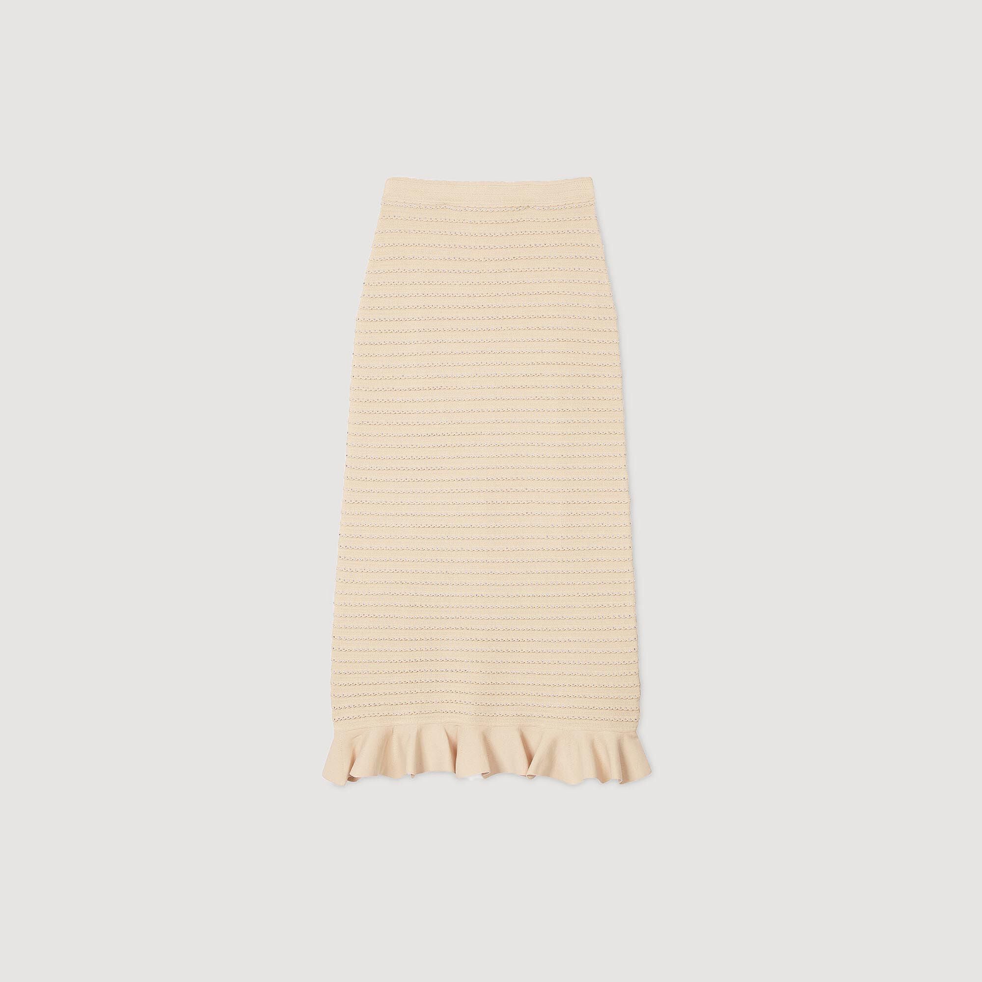 Sandro / Rhinestone knit maxi skirt Beige