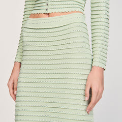Sandro / Rhinestone knit maxi skirt Almond Green