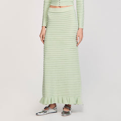 Sandro / Rhinestone knit maxi skirt Almond Green
