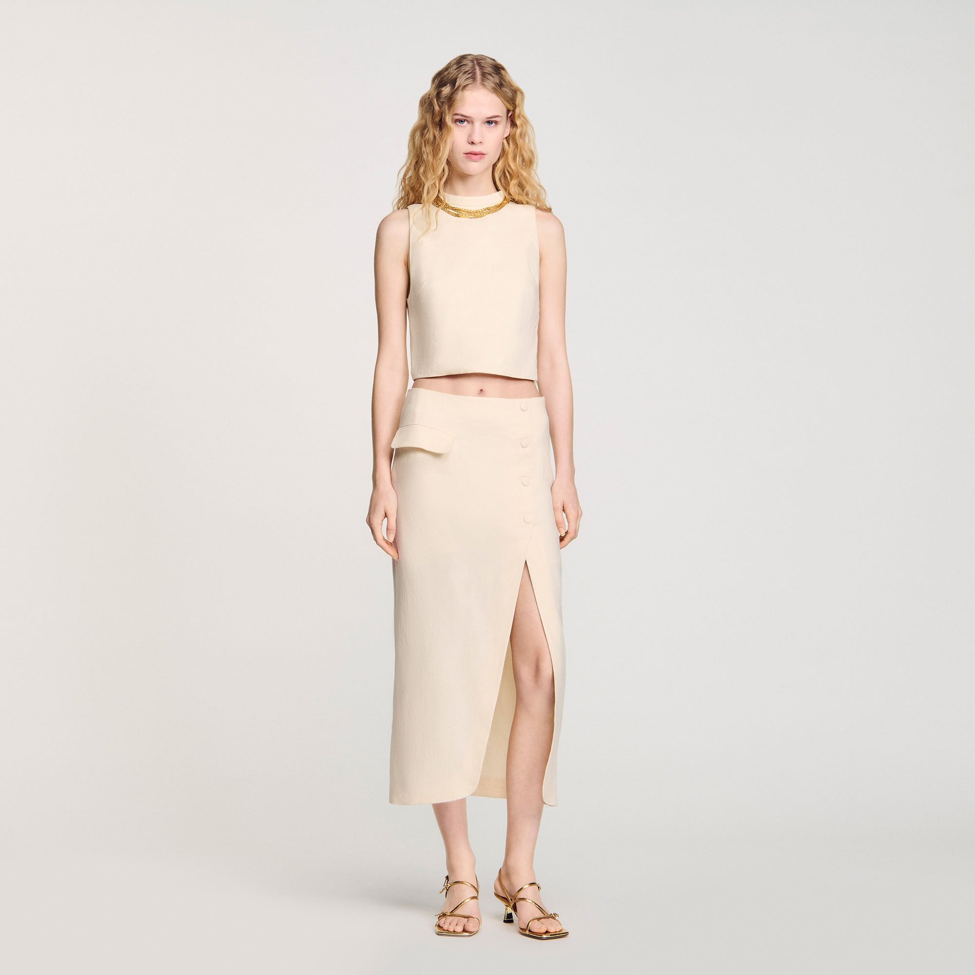 Sandro / Maxi slit skirt Ecru