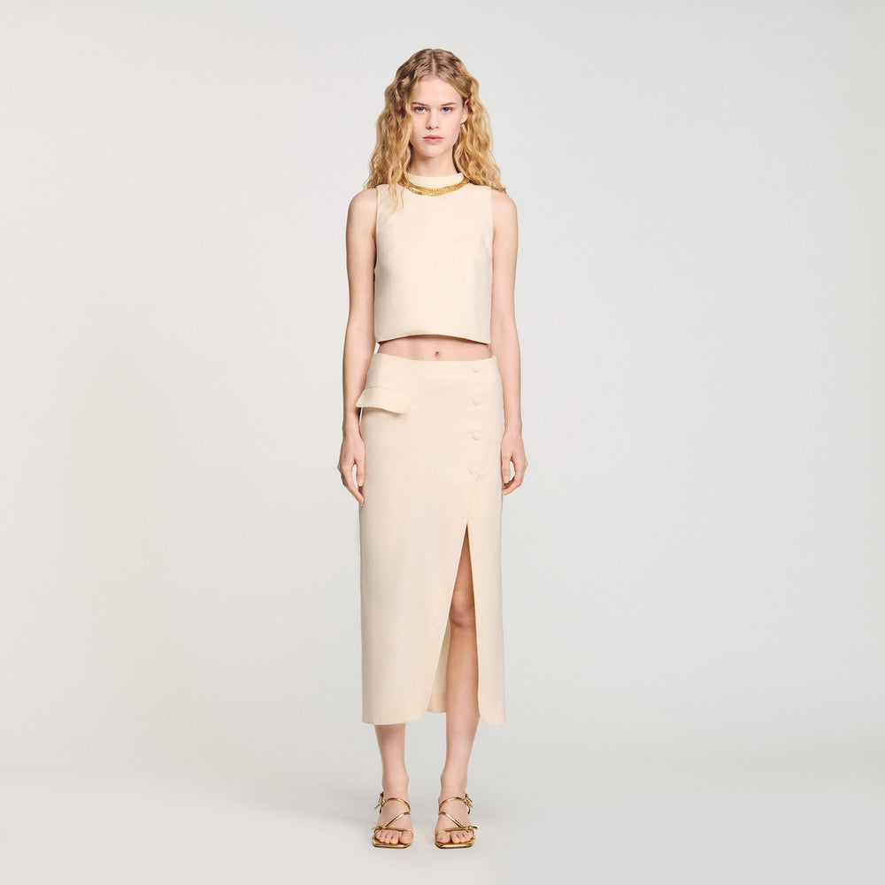 Sandro / Maxi slit skirt Ecru