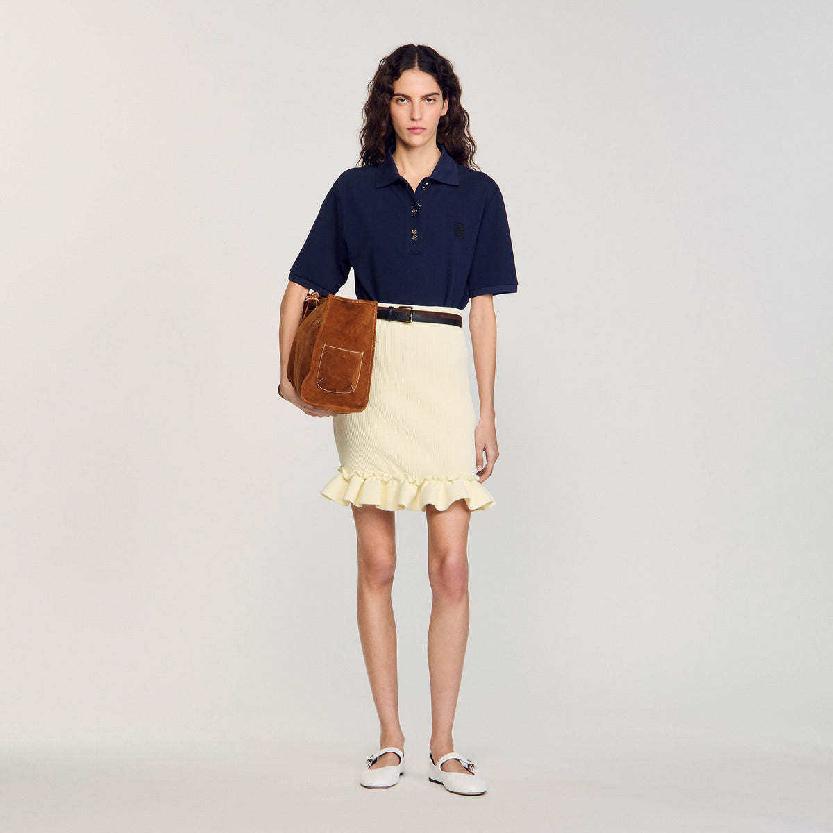 Sandro / Knitted skirt with ruffle Light Yellow