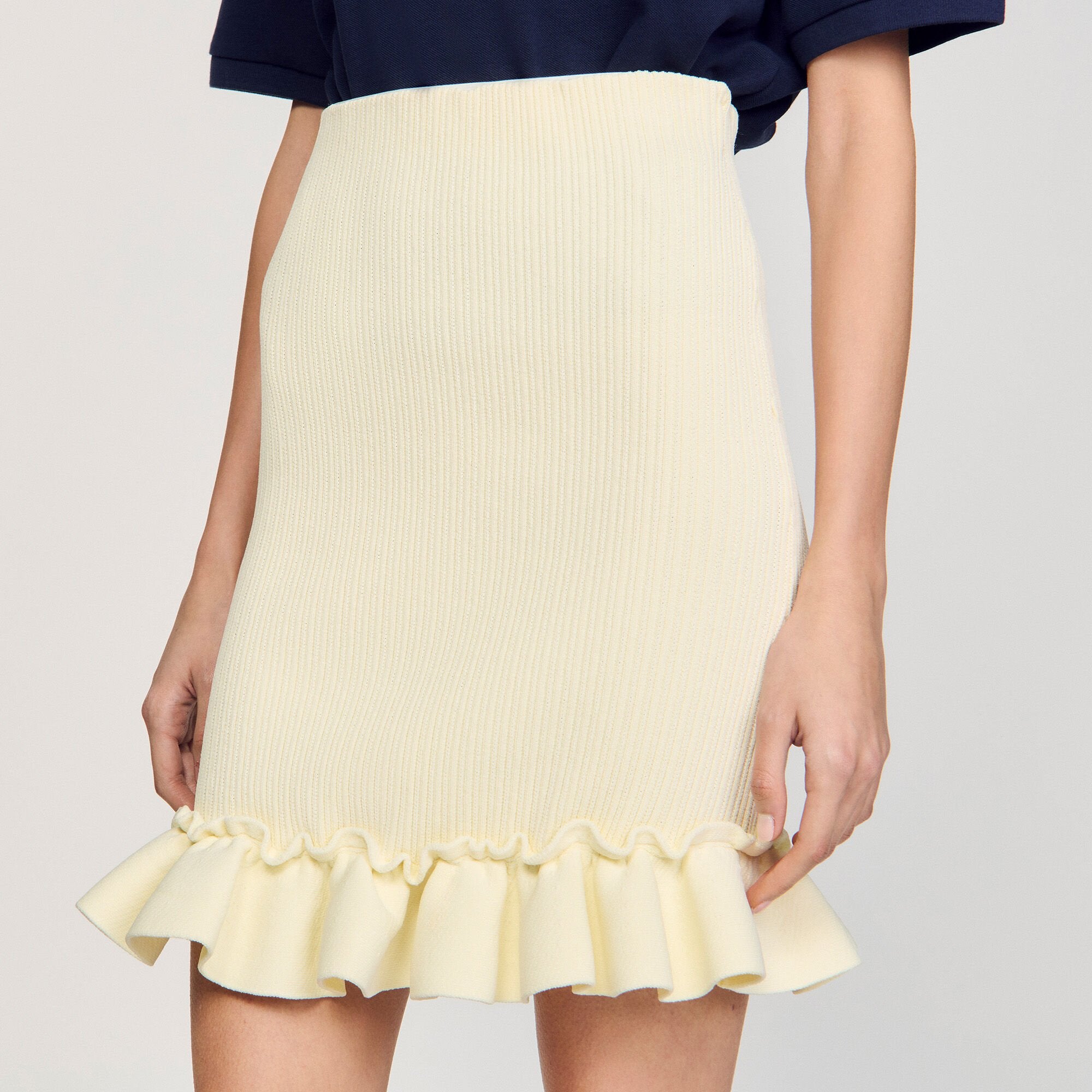 Sandro / Knitted skirt with ruffle Light Yellow