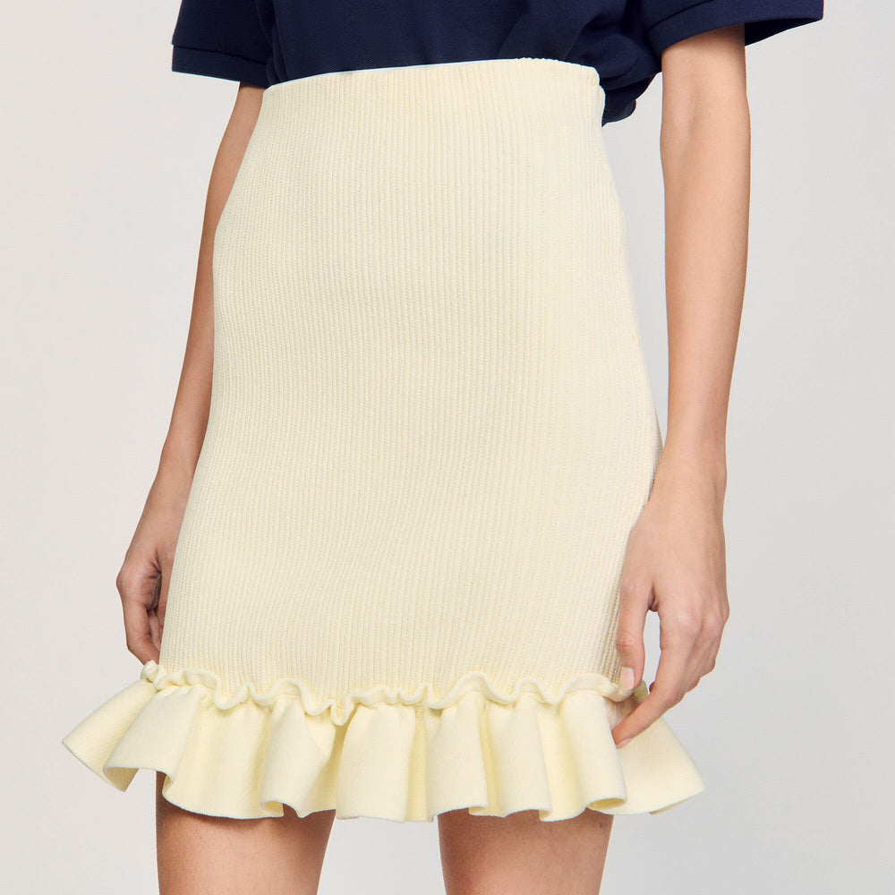Sandro / Knitted skirt with ruffle Light Yellow