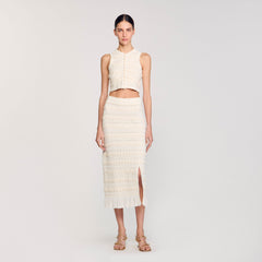 Sandro / Maxi skirt with crochet detailing Ecru