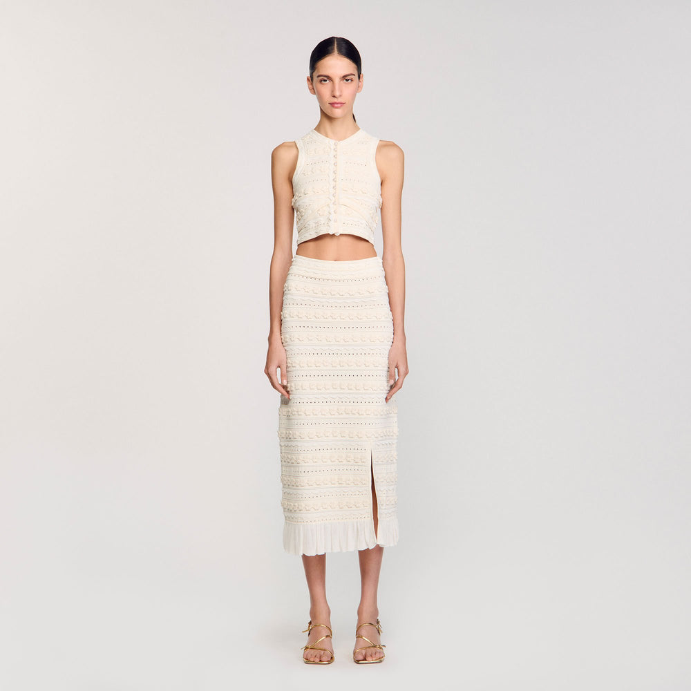 Sandro / Maxi skirt with crochet detailing Ecru